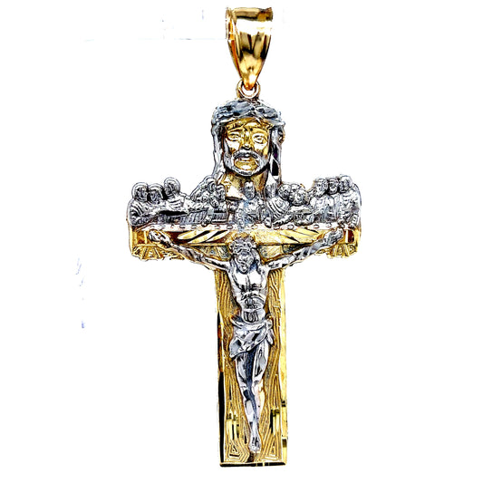 10k Yellow Gold Last Supper Cross Pendant