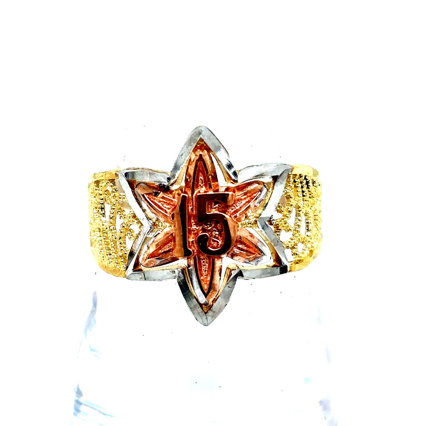 10k Tri-Tone Gold Quince 15 Ring