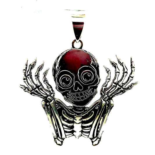 925 Sterling Silver 3D Cute Skeleton Pendant