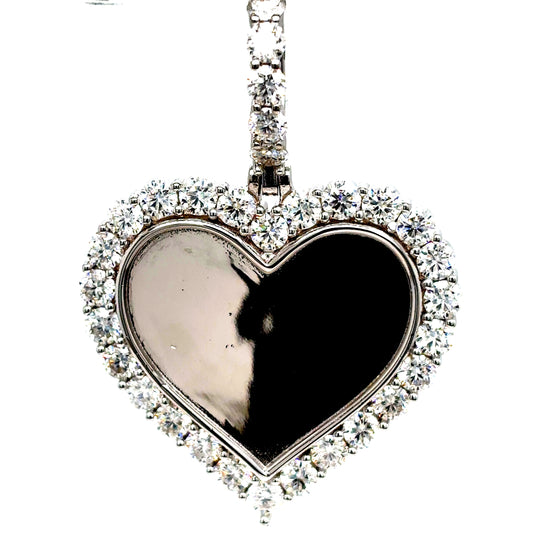 925 S.S. VVS Moissanite Heart Photo Pendant