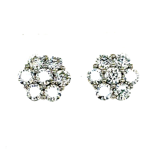 925 S.S. VVS Moissanite Flower Earrings