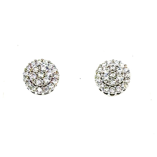 925 S.S. VVS Moissanite 2-Tier Round Earrings