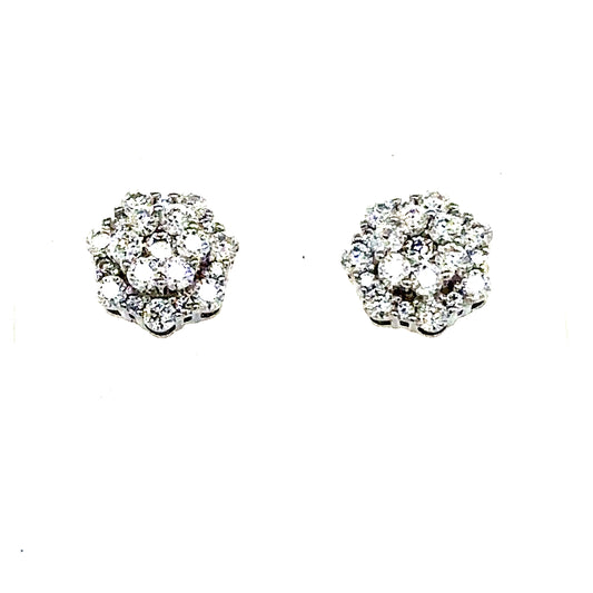 925 S.S. VVS Moissanite 2-Tier Snowflake Cluster Earrings