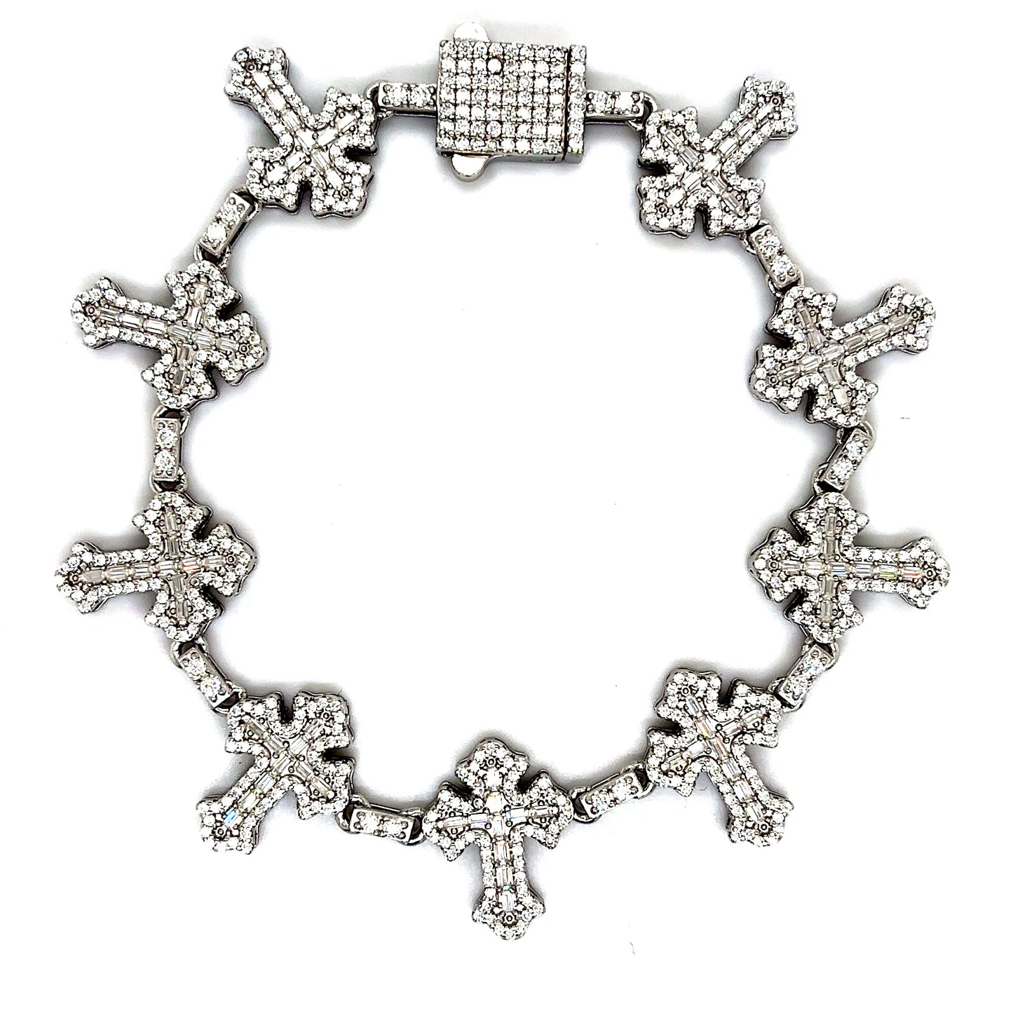 925 S.S. VVS Moissanite Cross Bracelet