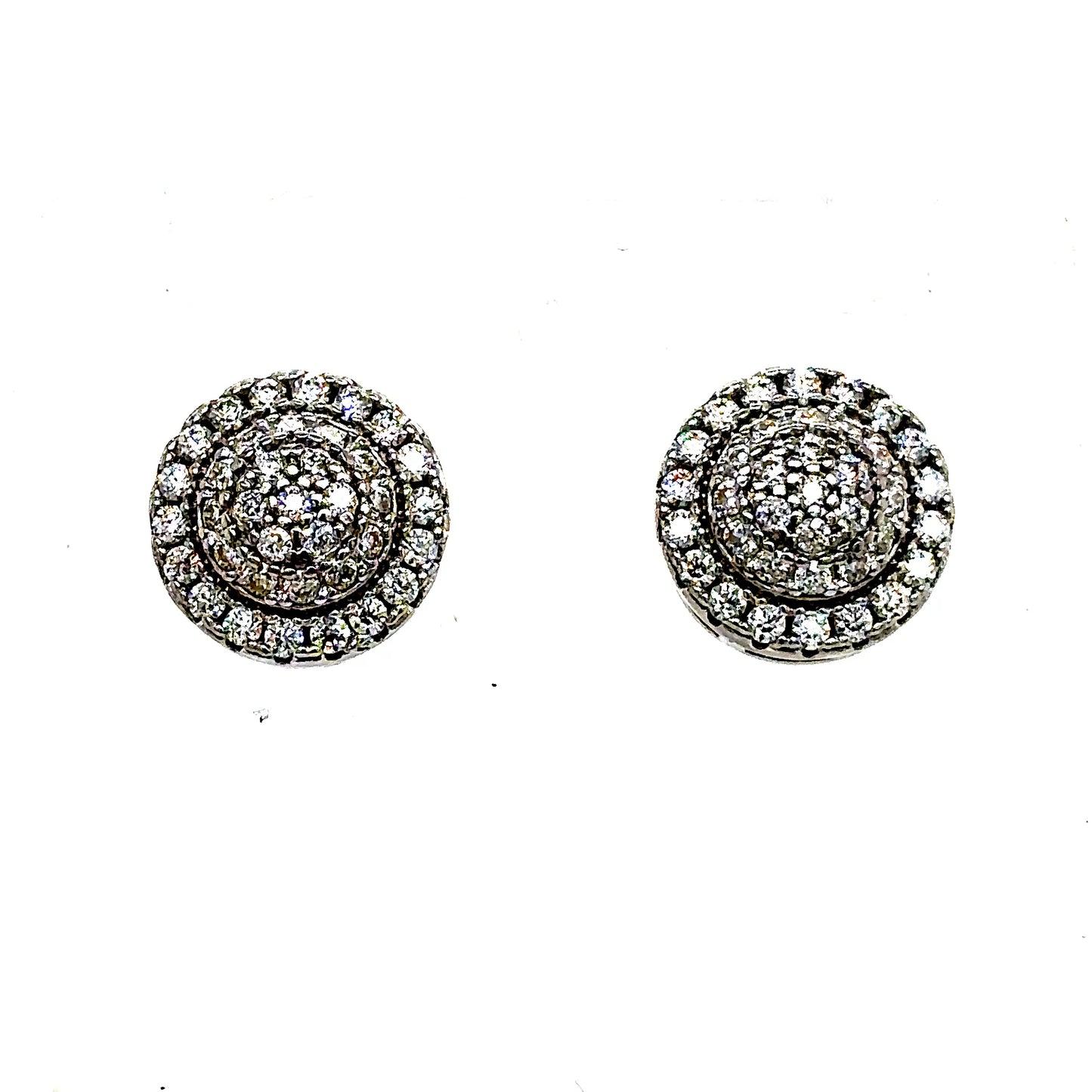 925 S.S. VVS Moissanite 2-Tier Round Earrings