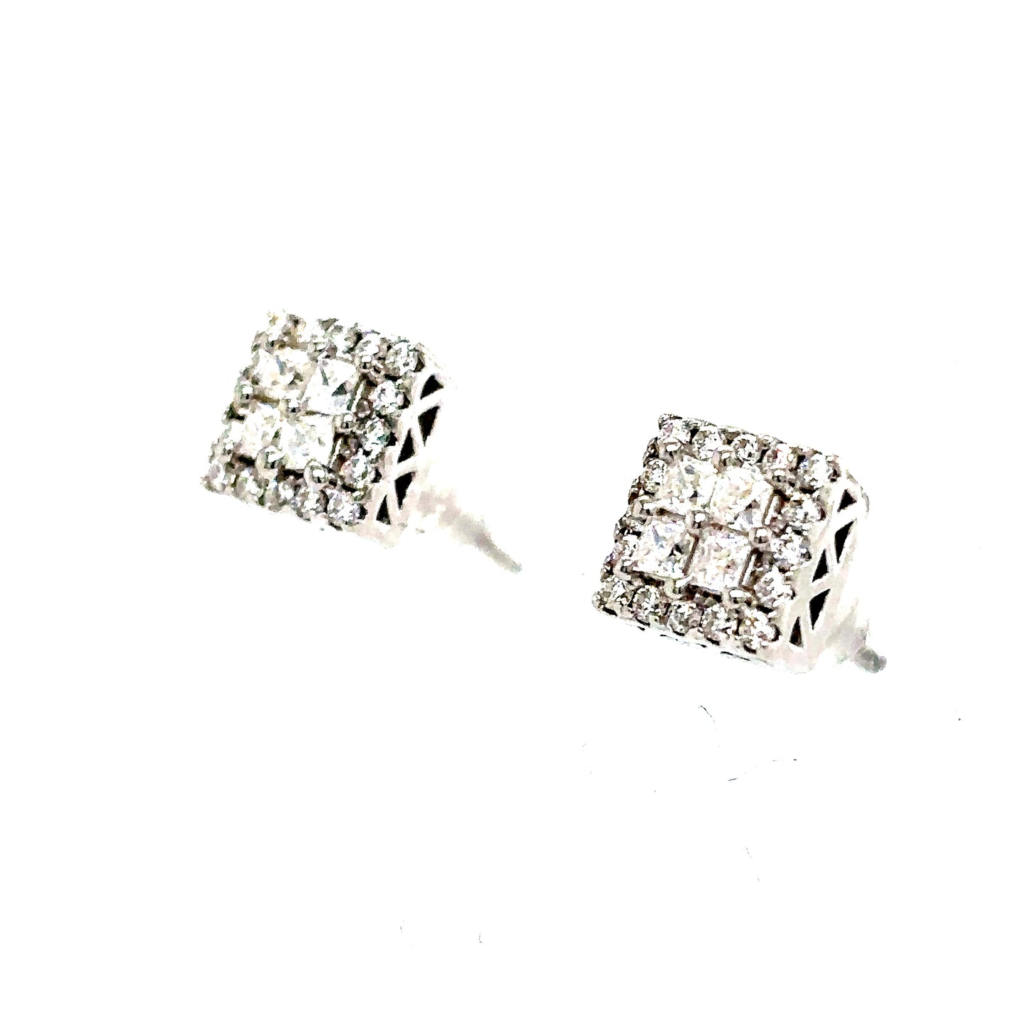 925 S.S. VVS Moissanite Square Earrings