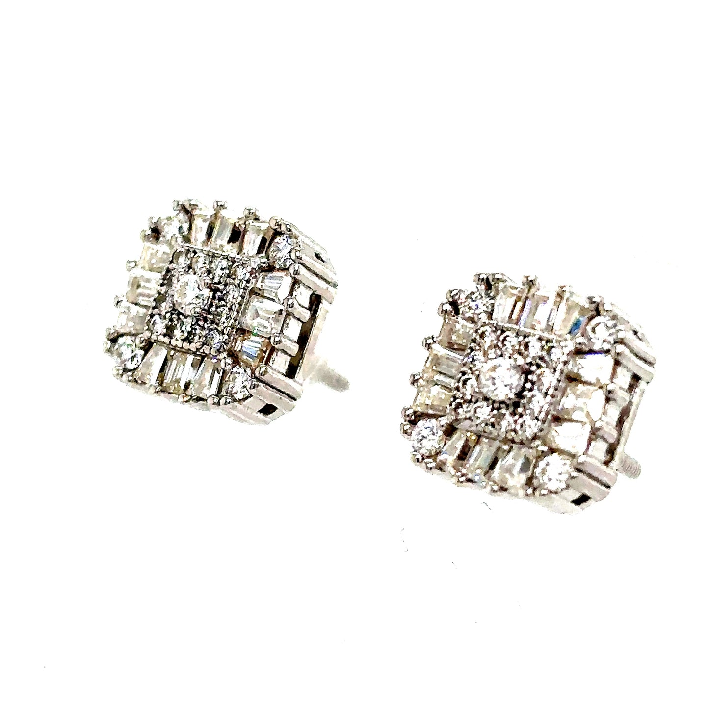 925 S.S. VVS Moissanite Square Earrings