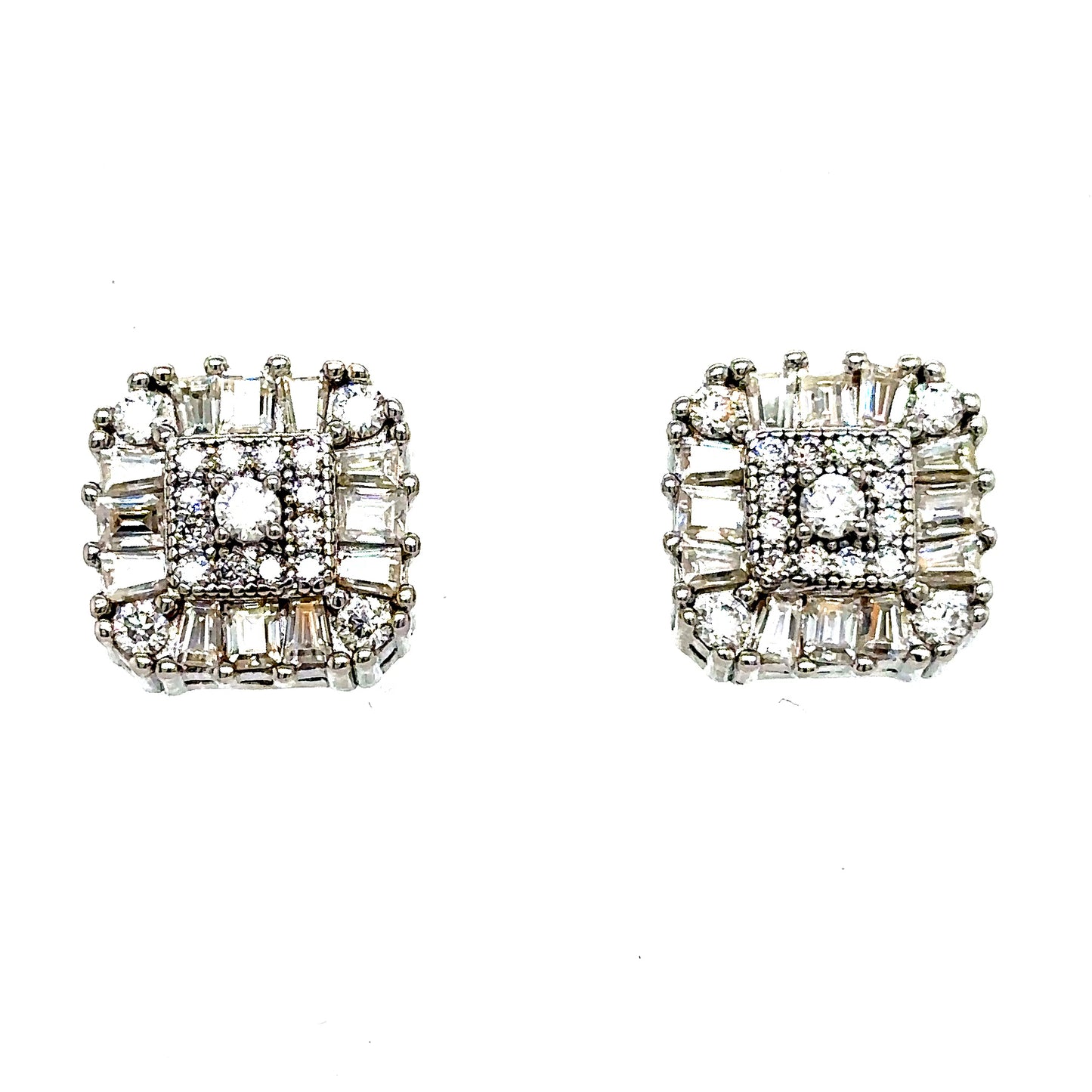 925 S.S. VVS Moissanite Square Earrings