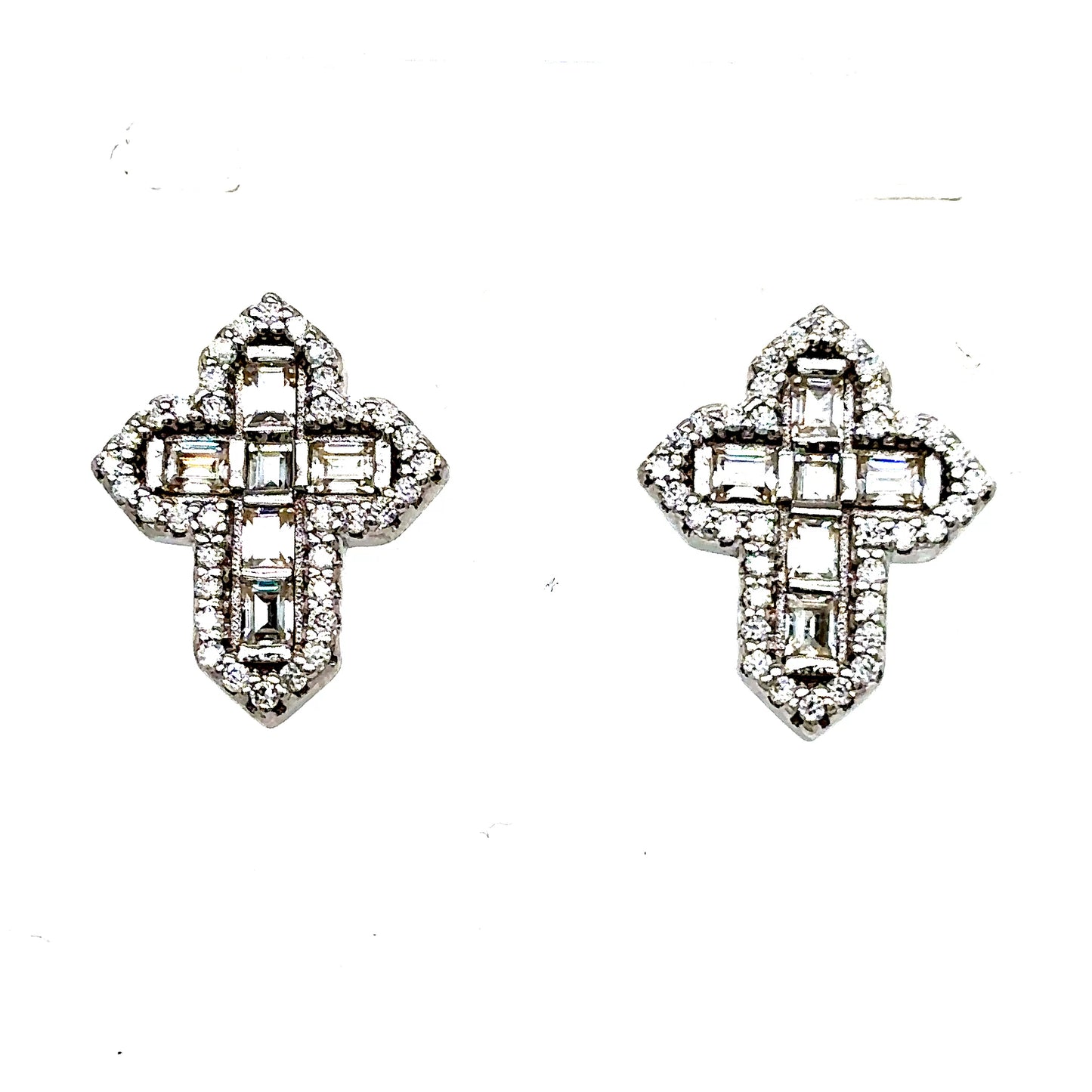 925 S.S. VVS Moissanite Cross Earrings