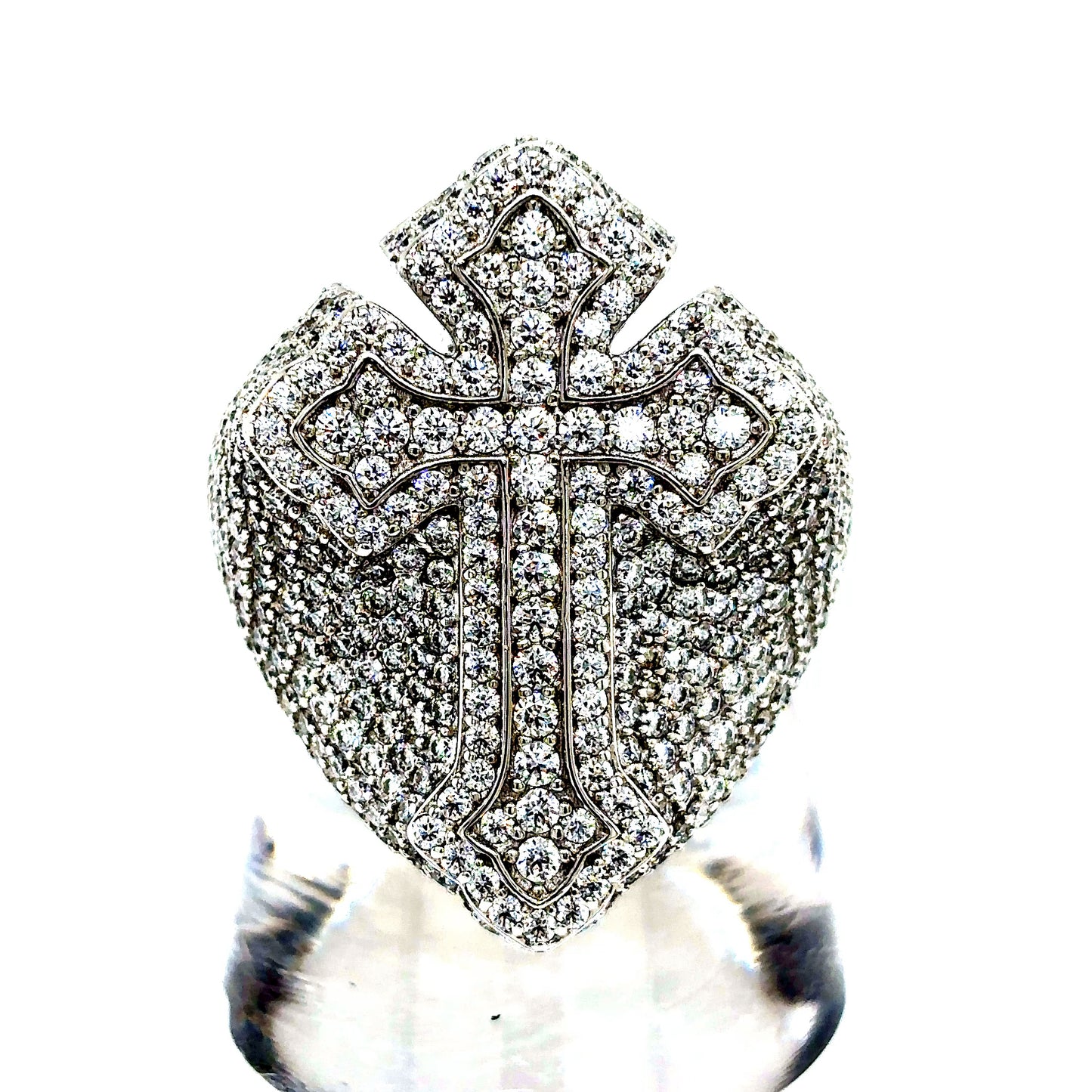 925 S.S. VVS Moissanite Cross Ring