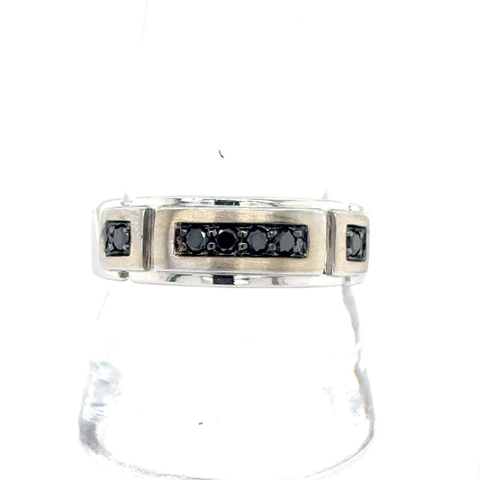 10k White Gold Black Diamond Band