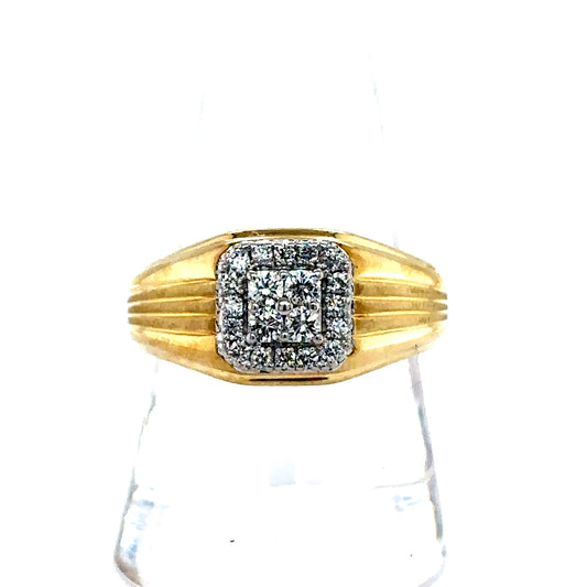 10k Yellow Gold Square Diamond Signet Ring