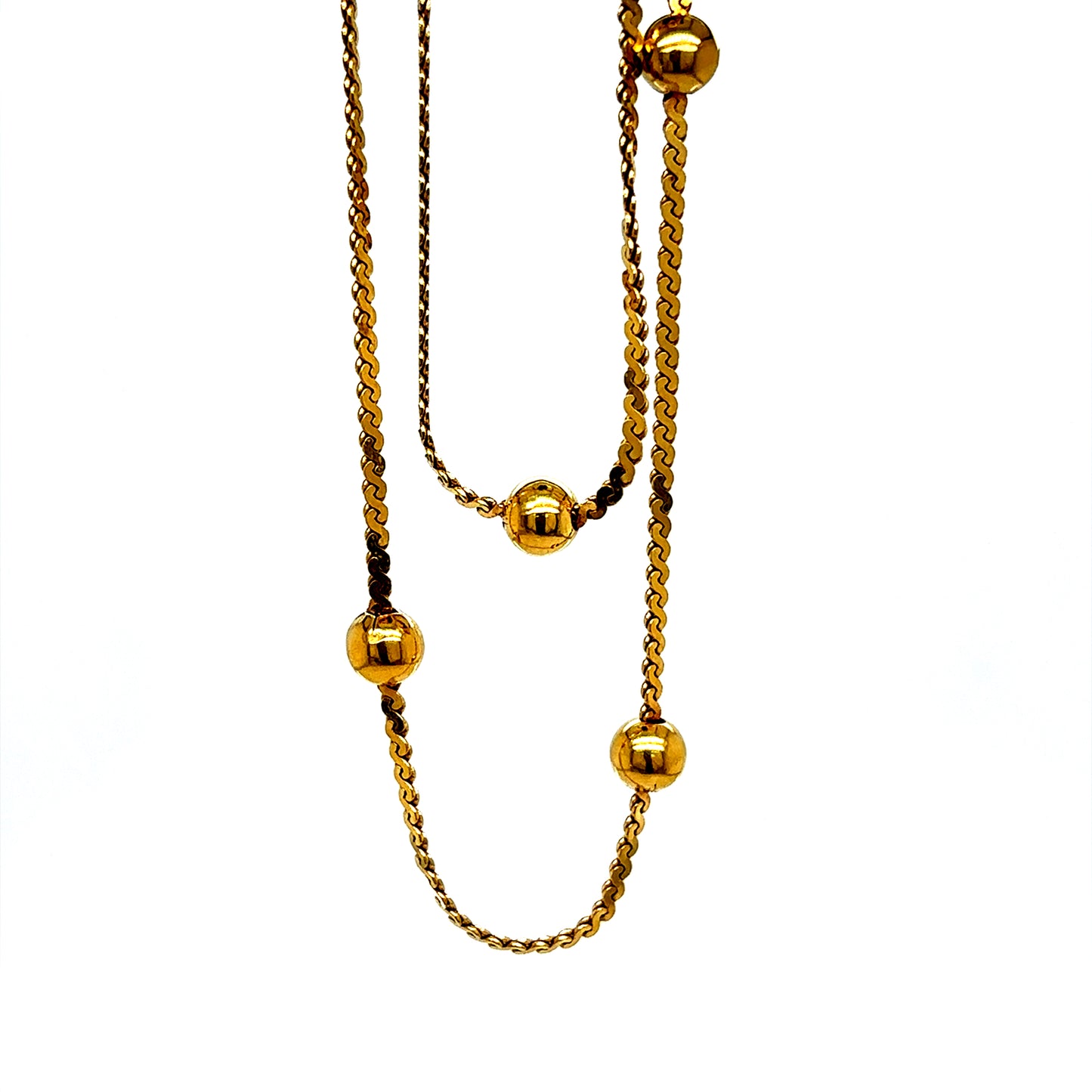 14k Yellow Gold Beaded Station S Link Chain