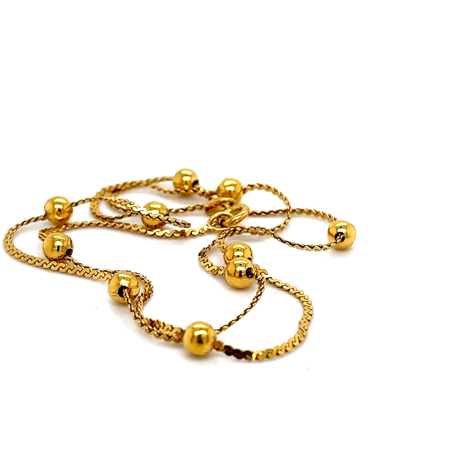 14k Yellow Gold Beaded Station S Link Chain