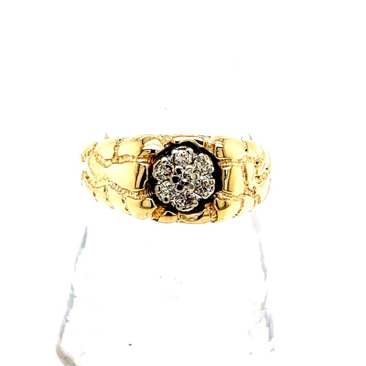 14k Yellow Gold Diamond Nugget Ring
