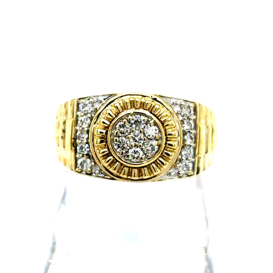 10k Yellow Gold Diamond Watch Band Style Ring