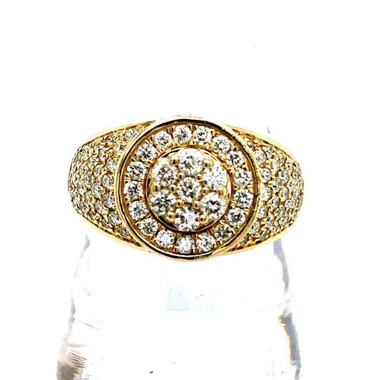 14k Yellow Gold Tower Signet Style Diamond Ring