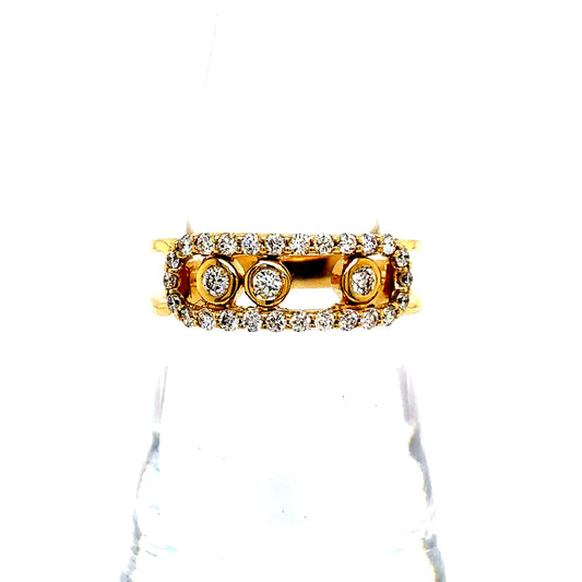 18k Yellow Gold Sliding Diamond Ring