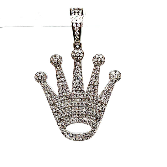 925 S.S. VVS Moissanite Crown Pendant