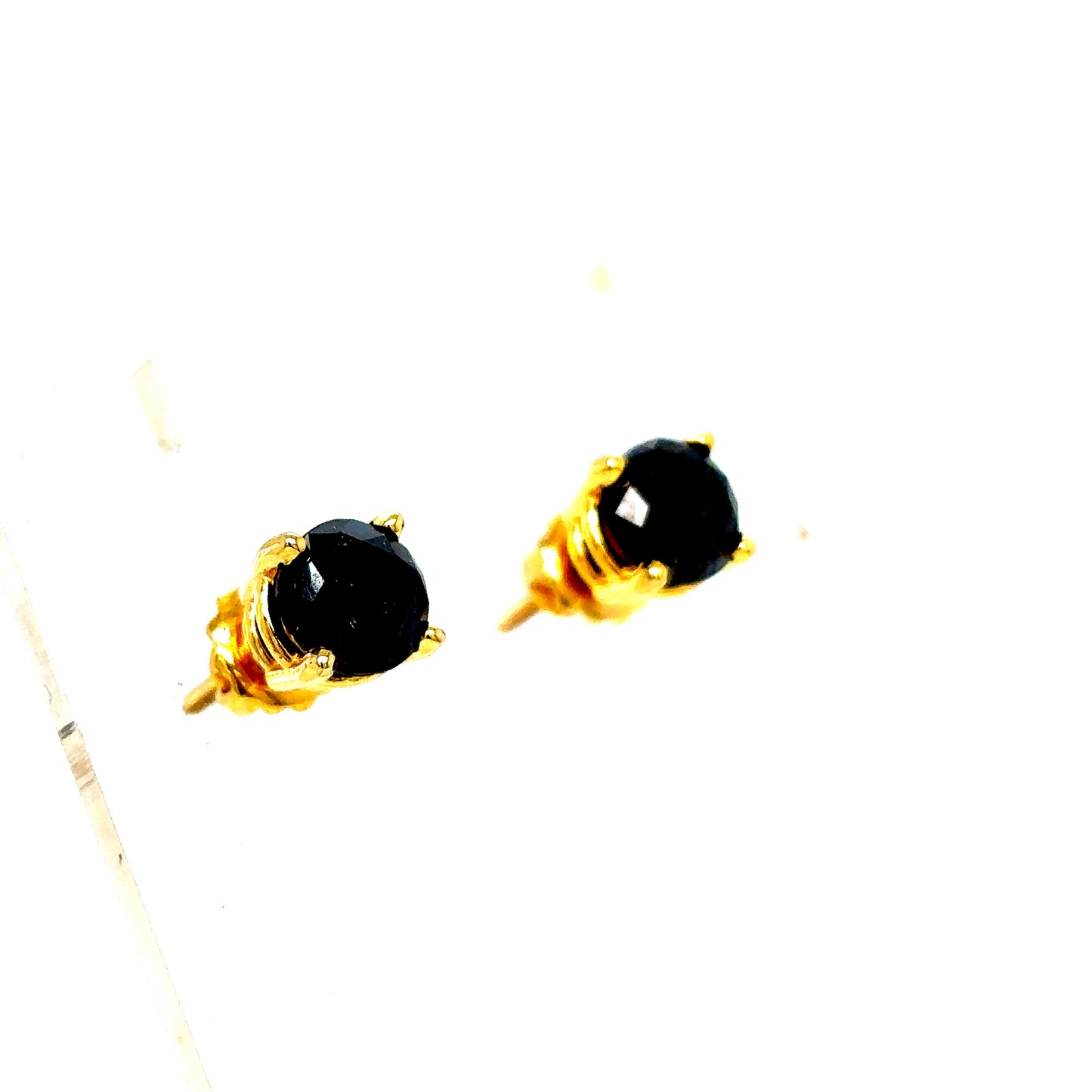 14k Yellow Gold Black Diamond Solitaire Earrings