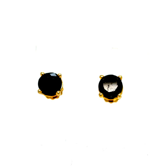 14k Yellow Gold Black Diamond Solitaire Earrings