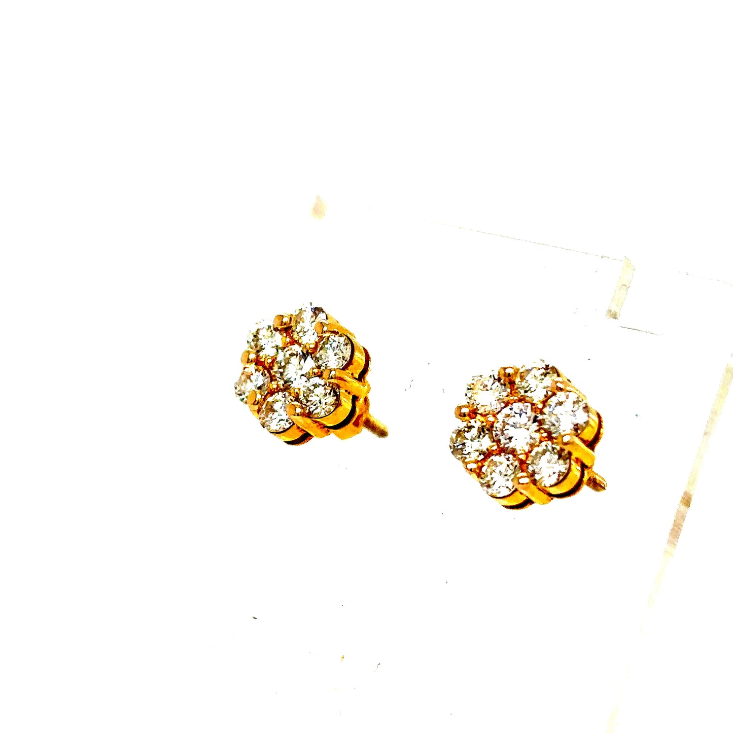 14k Yellow Gold Diamond Flower Set Earrings
