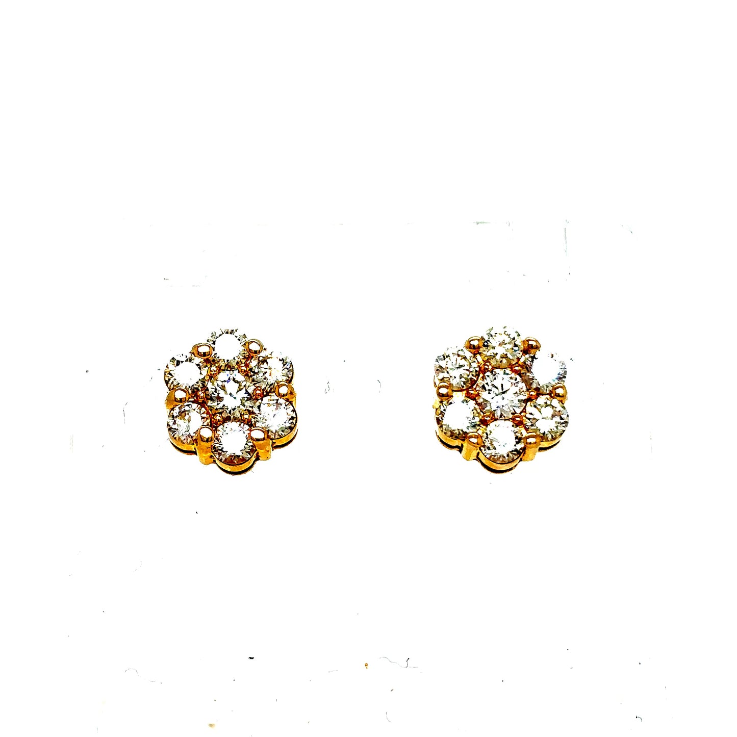 14k Yellow Gold Diamond Flower Set Earrings
