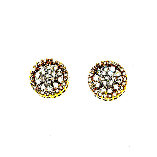 14k Yellow Gold Diamond Cluster Earrings
