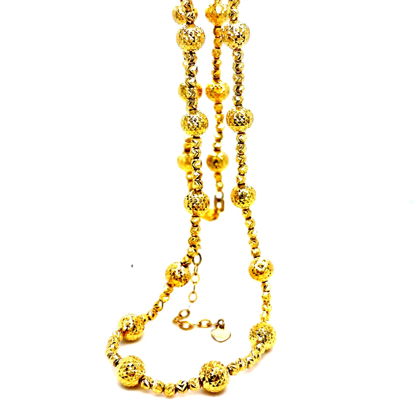 14k Yellow Gold Adjustable Beaded Ball Necklace