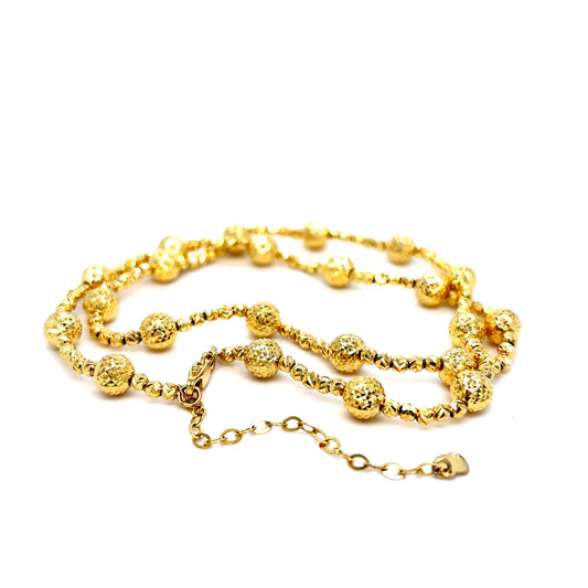14k Yellow Gold Adjustable Beaded Ball Necklace
