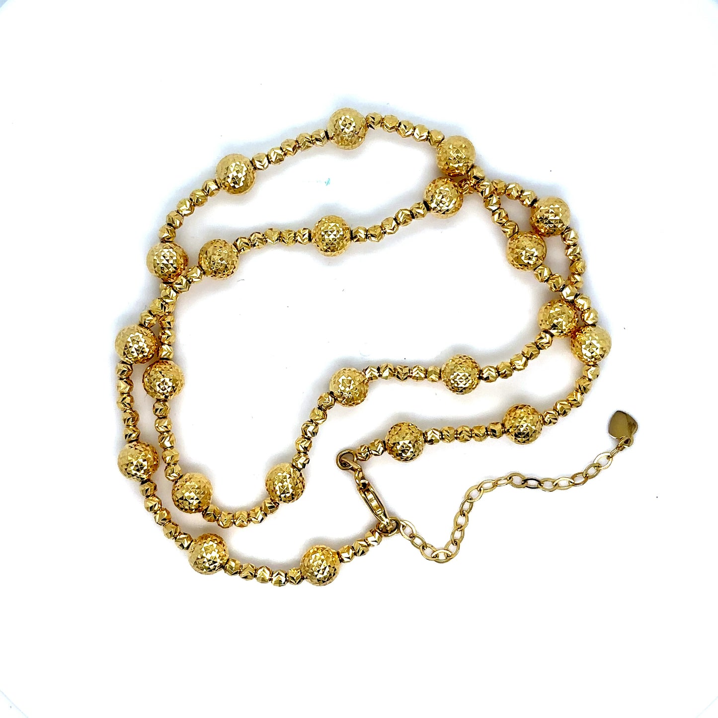 14k Yellow Gold Adjustable Beaded Ball Necklace