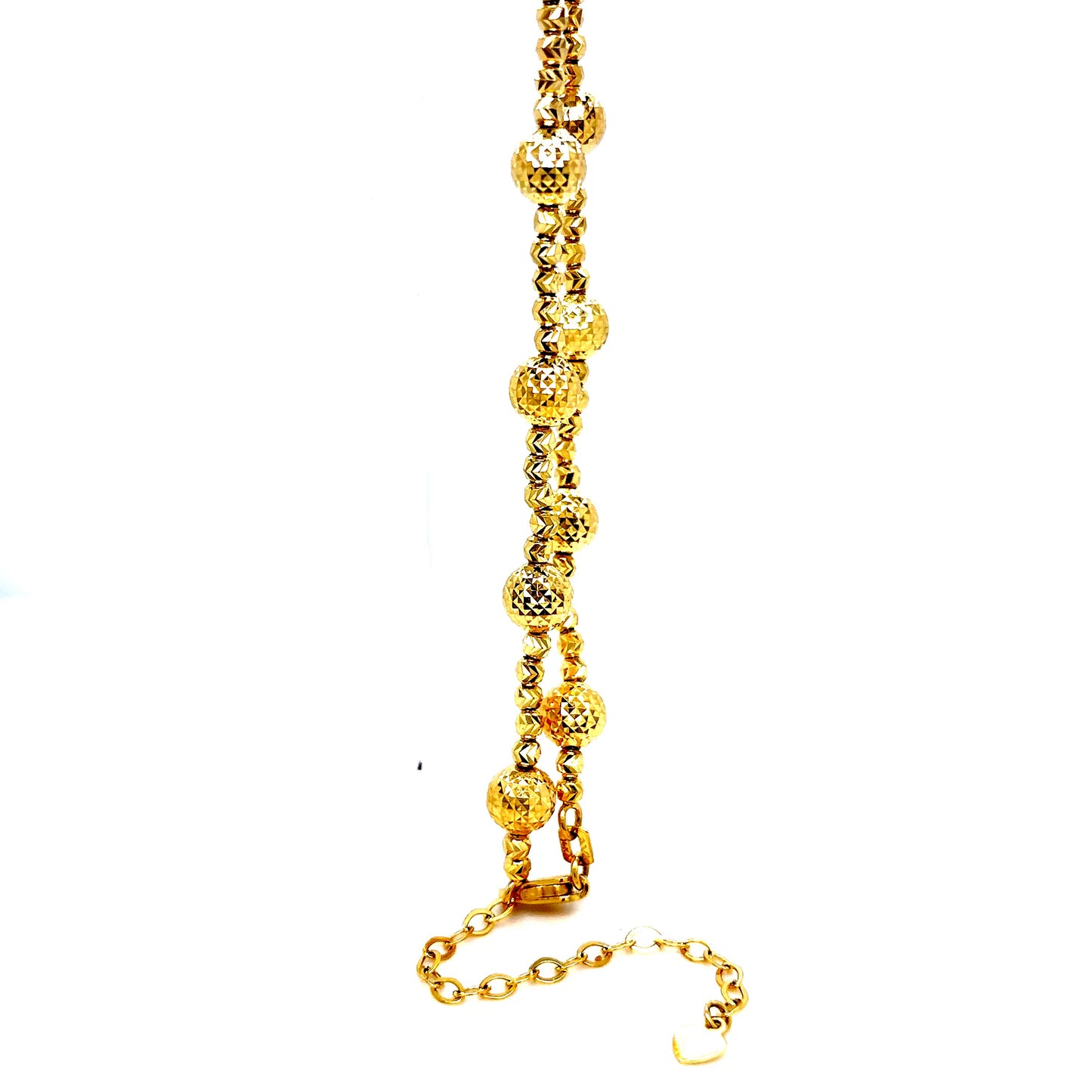 14k Yellow Gold Diamond Cut Beaded Adjustable Bracelet