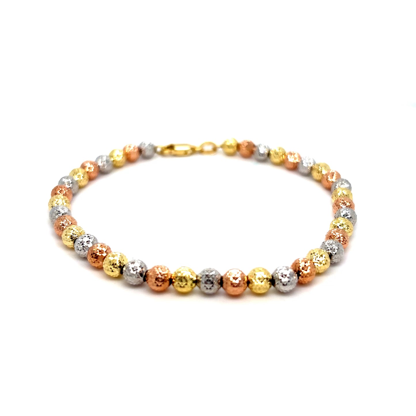 14k Gold Tri-Color Candy Beaded Bracelet