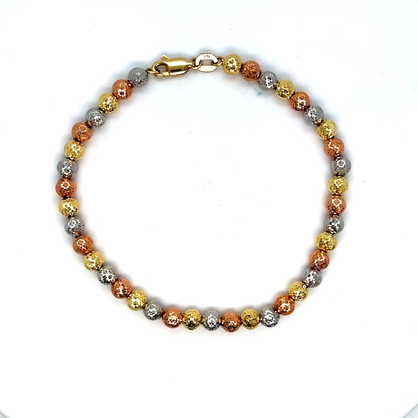 14k Gold Tri-Color Candy Beaded Bracelet