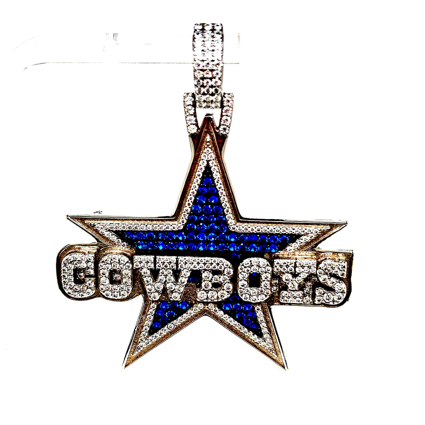 925 S.S. VVS Moissanite Blue Cowboys Star