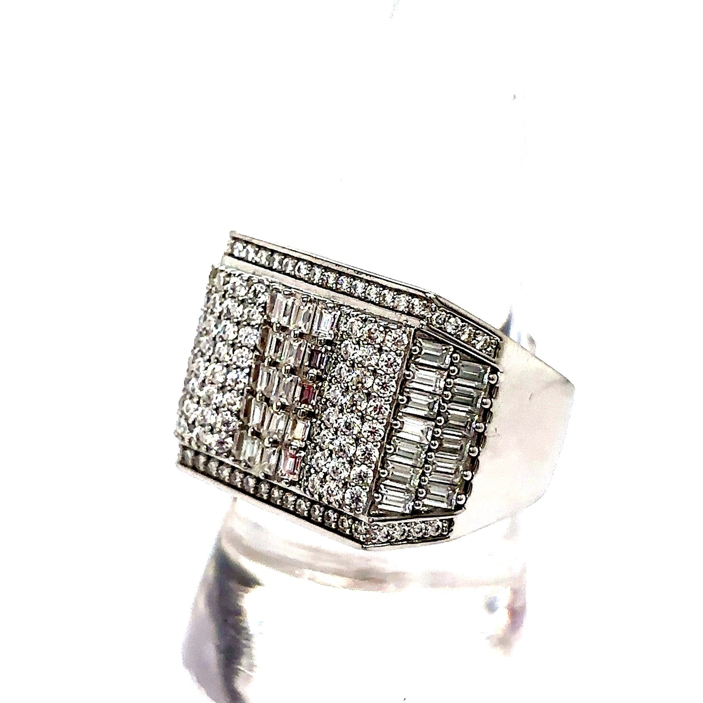 925 S.S. VVS Moissanite Rectangle Ring