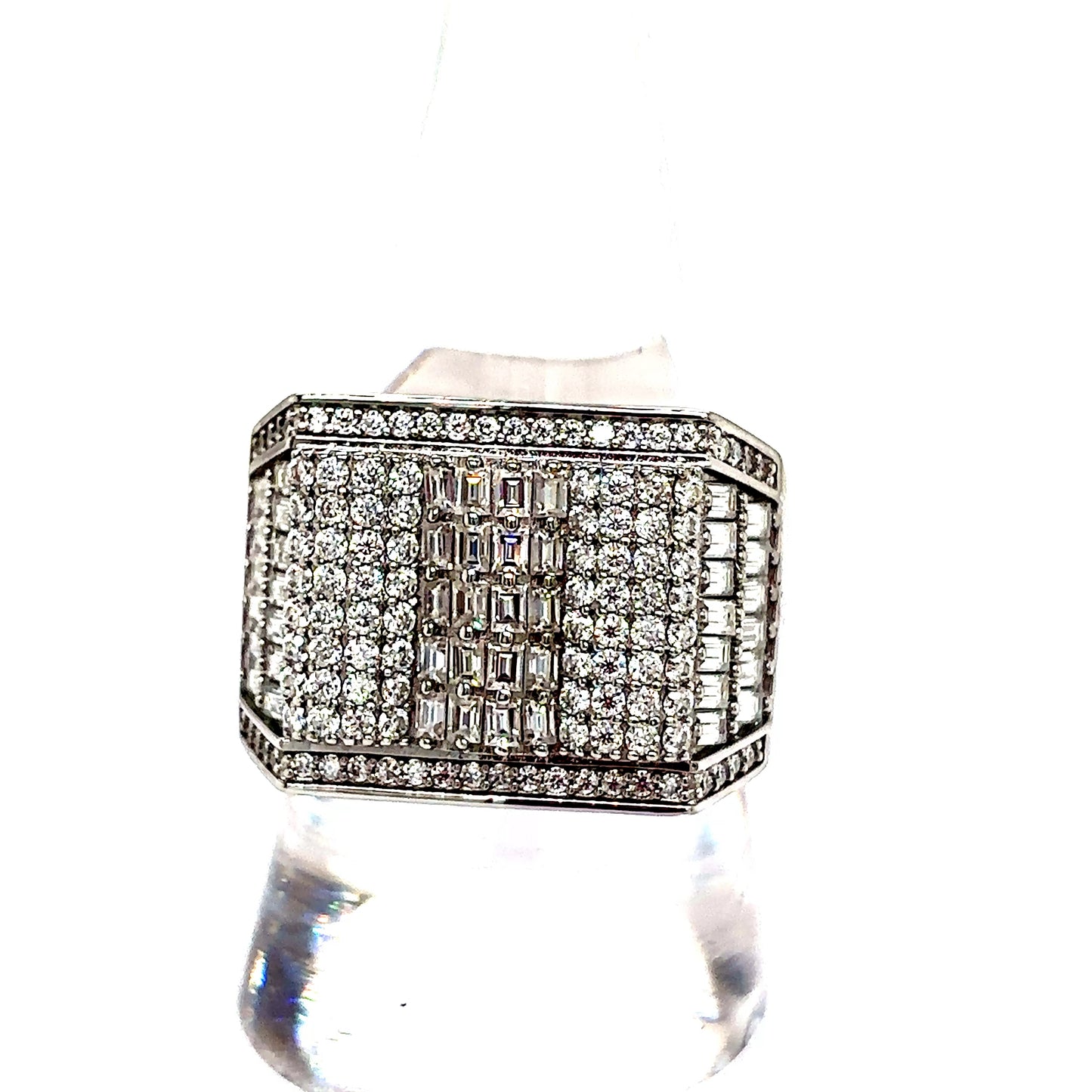 925 S.S. VVS Moissanite Rectangle Ring