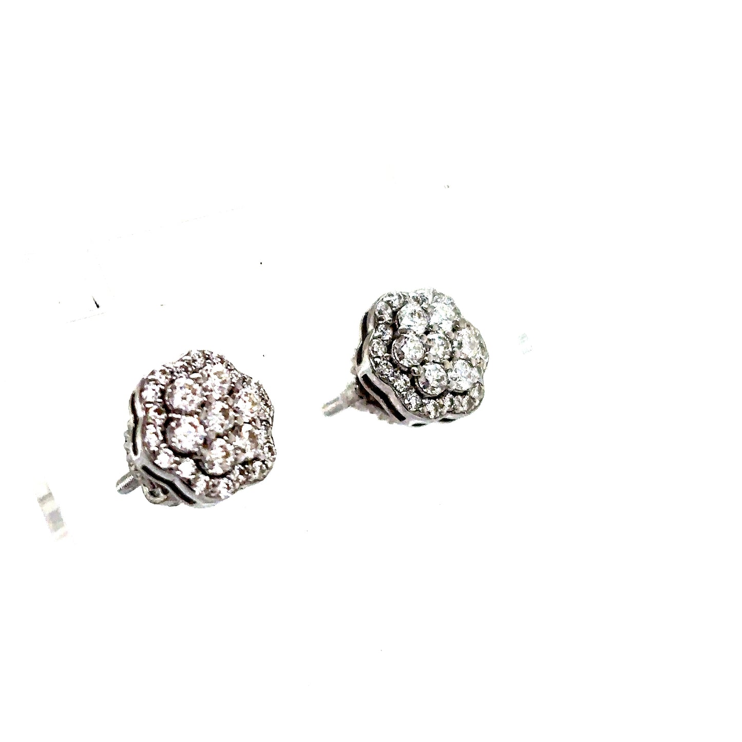 925 S.S. VVS Moissanite 2-Tier Flower Earrings