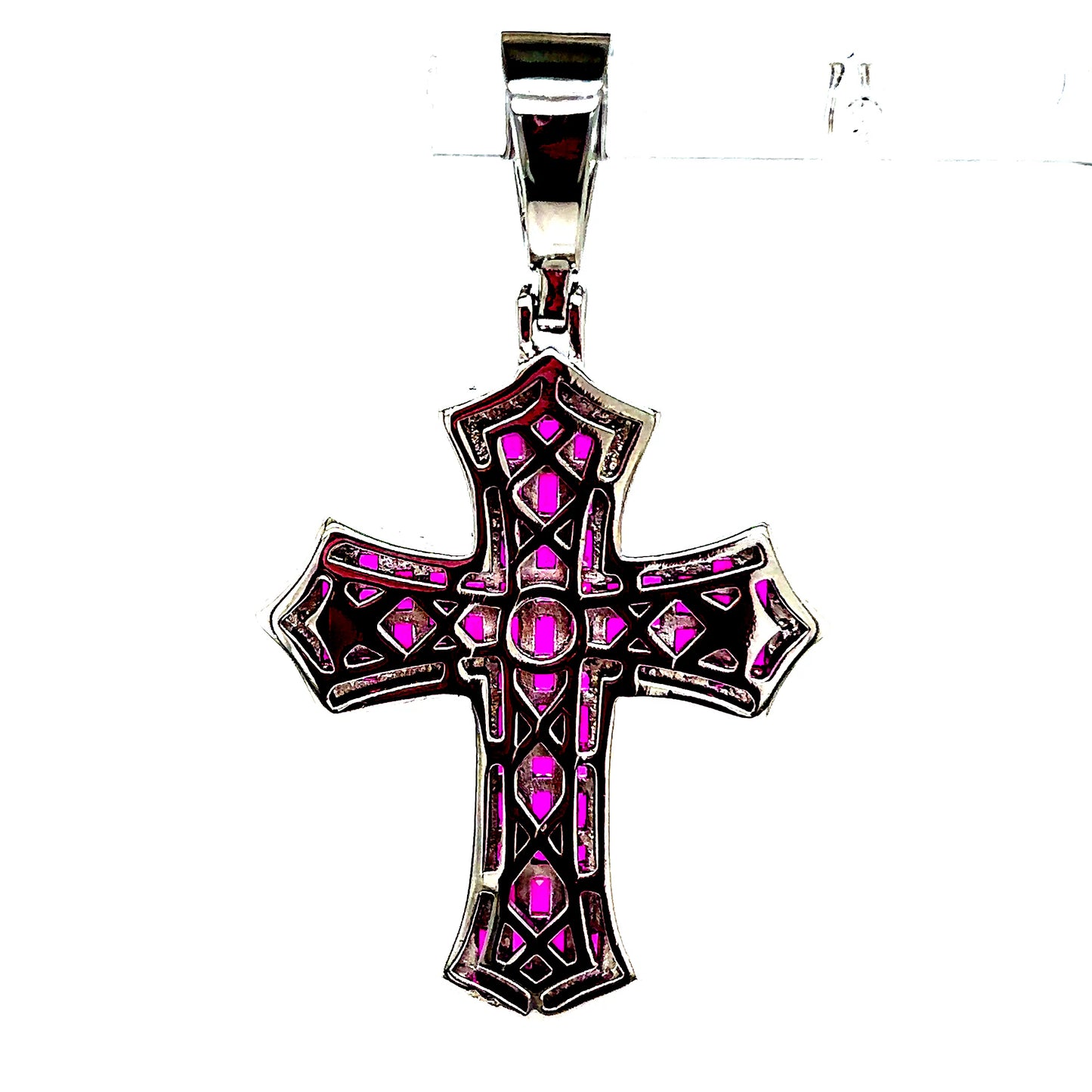 925 S.S. VVS Red Moissanite Cross Pendant