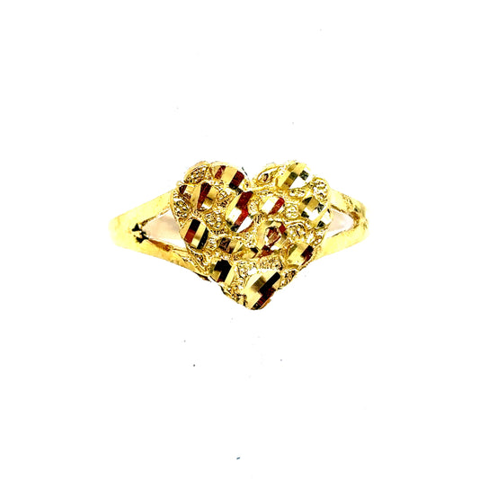 10k Yellow Gold Nugget Heart Ring
