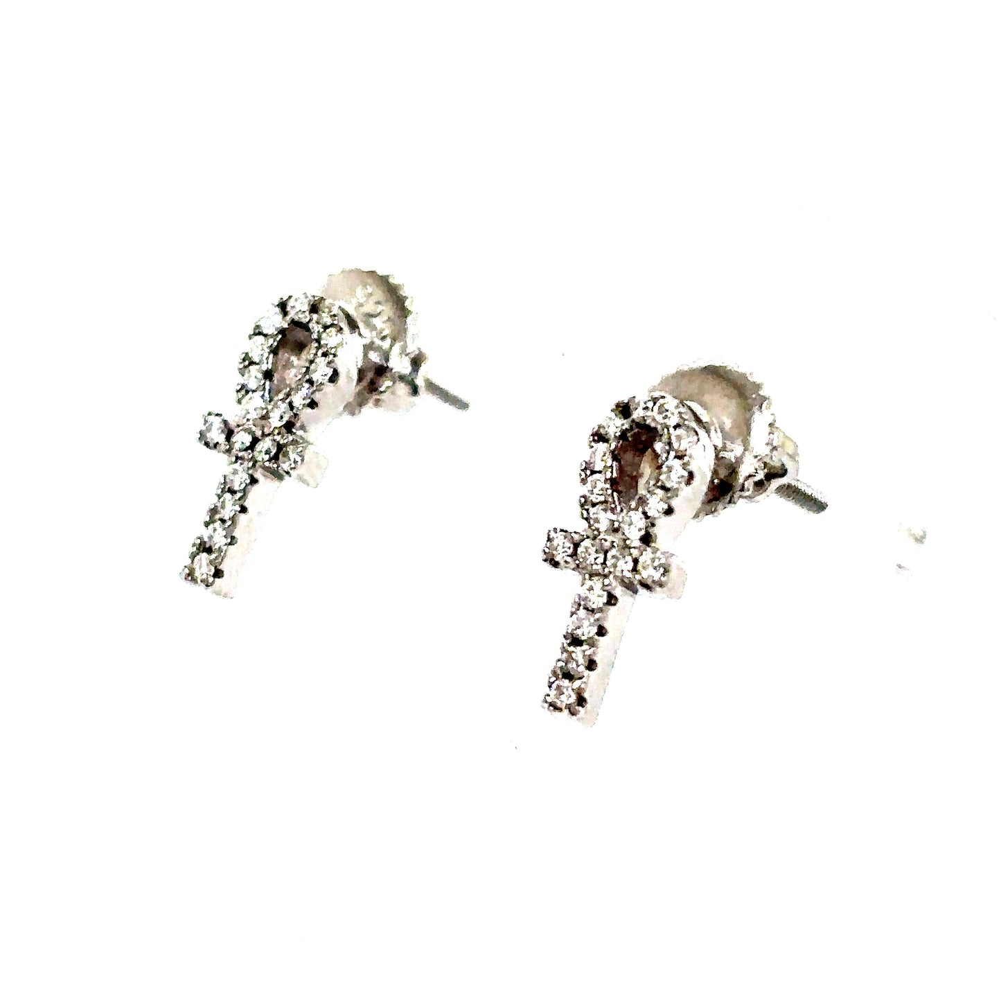 925 S.S. VVS Moissanite Ankh Earrings