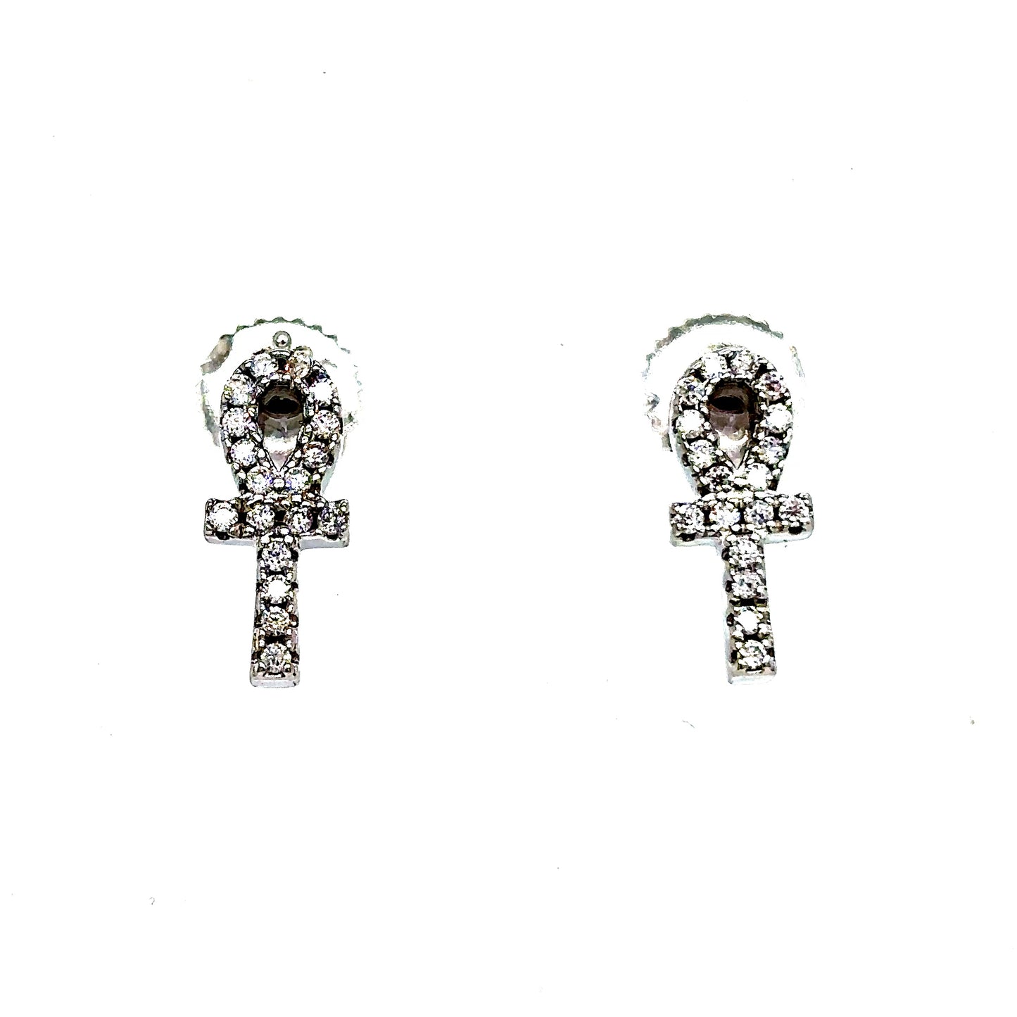 925 S.S. VVS Moissanite Ankh Earrings