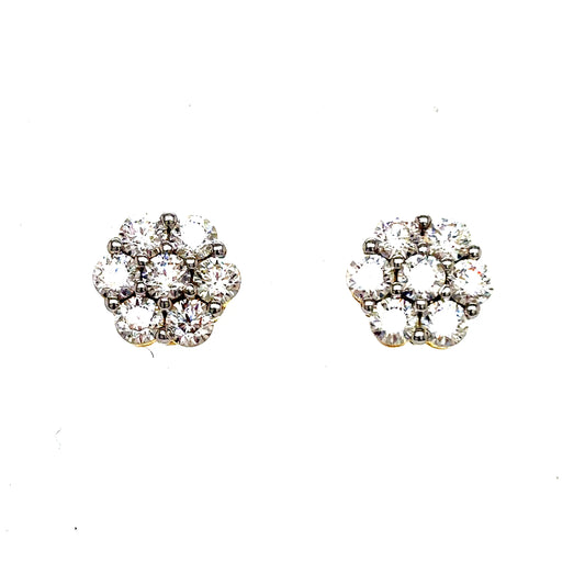 925 S.S. VVS Moissanite Flower Earrings