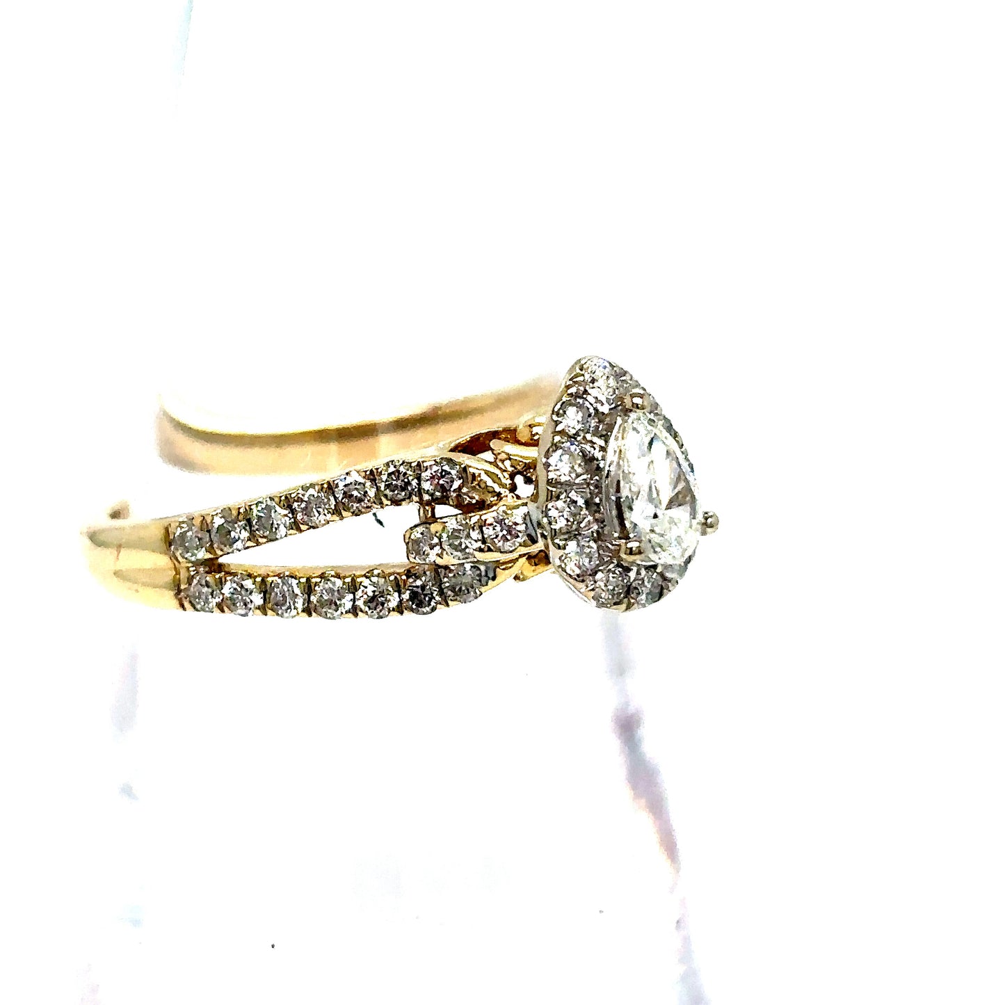 14k Yellow Gold Diamond Pear Engagement Ring