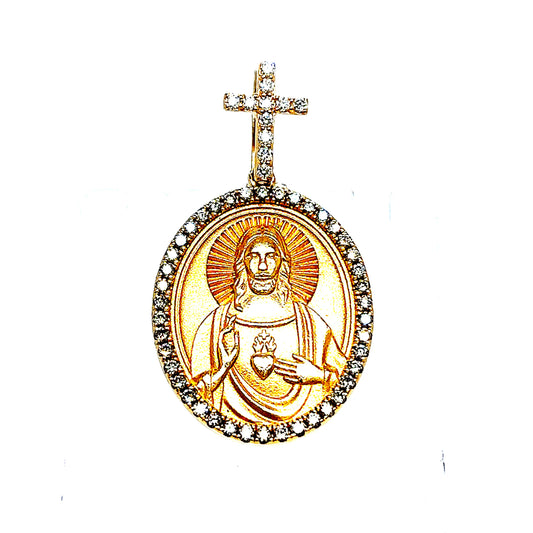 14k Jesus Diamond Pendant