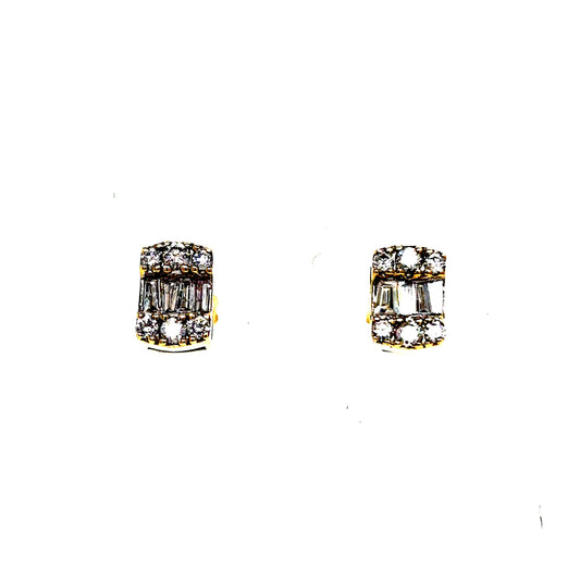 10k Yellow Gold Rectangle Diamond Cluster Earrings