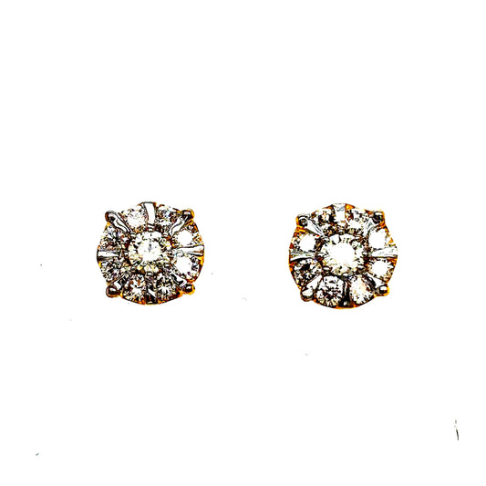 10k Yellow Gold Circleflake Diamond Cluster Earrings