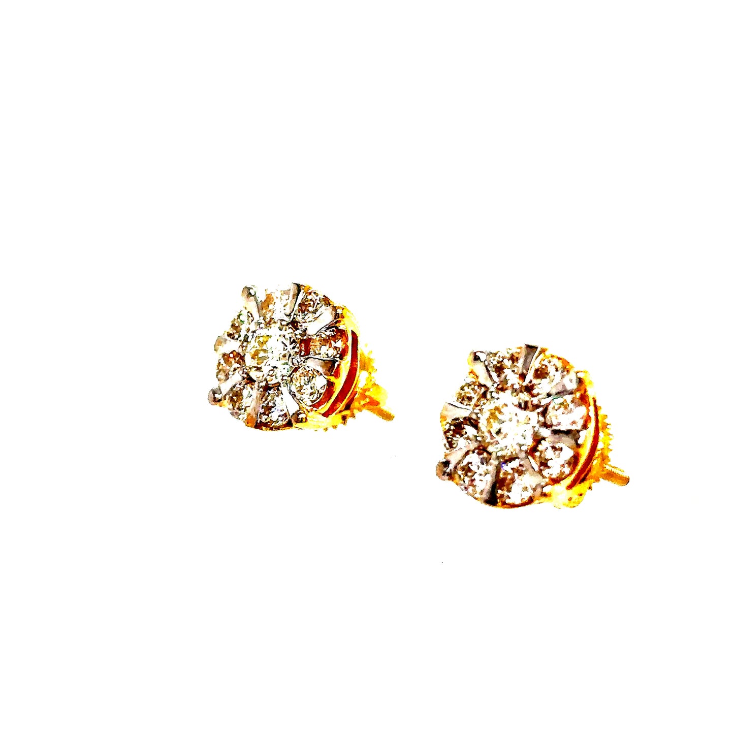 10k Yellow Gold Circleflake Diamond Cluster Earrings