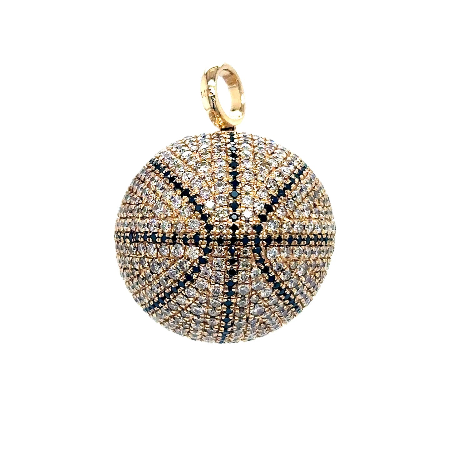 14k Spinning Basketball Diamond Pendant