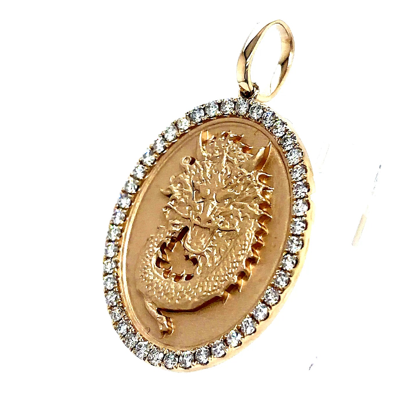 14k Diamond Framed Dragon Pendant